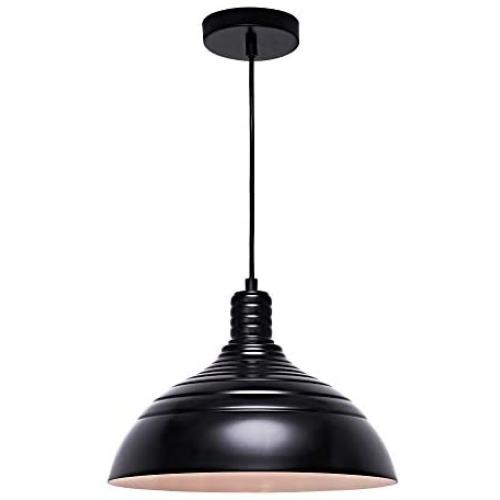 MOTINI Barn Pendant Light 1-Light Height-Adjustable Edison Hanging Light Fixture with Metal Dome Shade Farmhouse Style Ceiling Light Fixture in Black Finish for Kitchen Island, Dining Room, Foyer UL