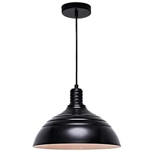 MOTINI Barn Pendant Light 1-Light Height-Adjustable Edison Hanging Light Fixture with Metal Dome Shade Farmhouse Style Ceiling Light Fixture in Black Finish for Kitchen Island, Dining Room, Foyer UL