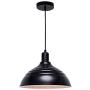 MOTINI Barn Pendant Light 1-Light Height-Adjustable Edison Hanging Light Fixture with Metal Dome Shade Farmhouse Style Ceiling Light Fixture in Black Finish for Kitchen Island, Dining Room, Foyer UL