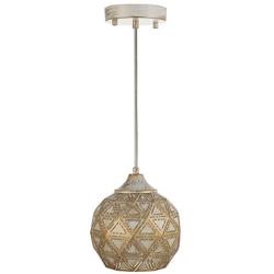 SYDTOP Industrial Mini Pendant Light with Handcrafted Metal Geometric Shape Contemporary 1-Light Rustic Pendant Lighting Fixture for Kitchen Island Dining Room Sink Bar Counter Loft, Antique White