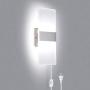 KOMINT Wall Sconce Plug in, Dimmable Wall Sconce 15W 6000K Cool White Wall Sconce Lighting with 6FT Plug in Cord and a Dimmable On/Off Switch on The Cord