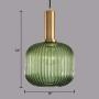 LITFAD Modern Ribbed Glass Geometric Hanging Light Simplicity Single Light Ceiling Light in Brass Finish Pendant Light Fixture for Hallway Warehouse Bar Coffee Shop Living Rooms Bedrooms - B Green