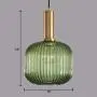 LITFAD Modern Ribbed Glass Geometric Hanging Light Simplicity Single Light Ceiling Light in Brass Finish Pendant Light Fixture for Hallway Warehouse Bar Coffee Shop Living Rooms Bedrooms - B Green