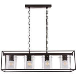 Liylan Vintage Pendant Lighting for Kitchen Island Farmhouse Chandeliers Industrial Glass 4 Light Fixture Oil Rubbed Bronze Dinning Room