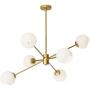 BOKT Mid Century Modern Chandelier 6 Lights Magic Bean Molecular Chandelier Globe Chandeliers Light Fixture for Living Room Restaurant Kitchen Island E26 Base (Gold, 6 Lights)