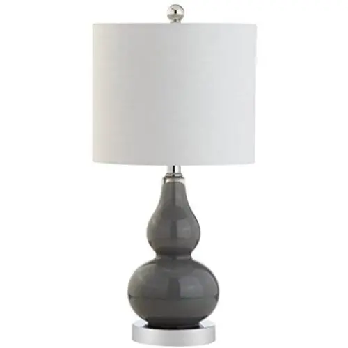 JONATHAN Y JYL1028A Anya 20.5'' Mini Glass LED Lamp Transitional,Glam,Midcentury for Bedroom, Living Room, Office, College Dorm, Coffee Table, Bookcase, 1, Gray