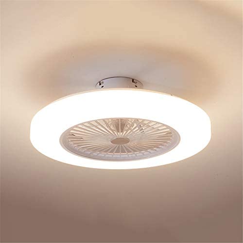 BAYCHEER Acrylic Doughnut Ceiling Fan Light Simple Living Room LED Semi Flush Mounted Lamp Fixture for for Living Room/Kitchen/Bedroom/Dining Room, 3 Light Color Changeable,White