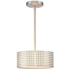 Mini 2 Light Chandelier 10'' Metal Square Grid Brushed Nickel Semi Flush Mount Ceiling Light Fixtures, Chandeliers for Living Room Dining Room Bedroom