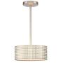Mini 2 Light Chandelier 10'' Metal Square Grid Brushed Nickel Semi Flush Mount Ceiling Light Fixtures, Chandeliers for Living Room Dining Room Bedroom