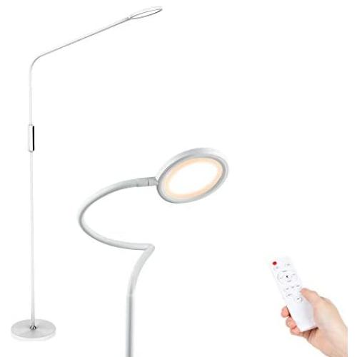 Floor Lamp, HueLiv Led Floor Lamp with Remote & Touch Control for 5 Brightness Levels & 5 Colors Dimmer, Adjustable Reading Standing Lamp for Living Room & Bedroom (White)