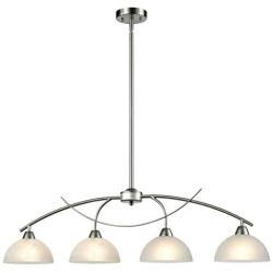 Dazhuan Contemporary Alabaster Frosted Glass Pendant Light Kitchen Island Chandelier Hanging Ceiling Lighting Fixture, Brushed Nickel, 4-Shade