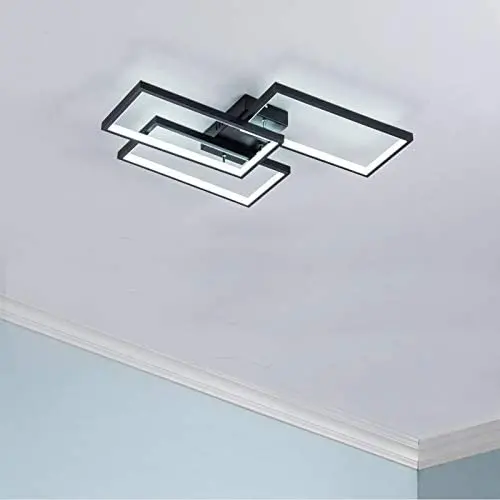 LED Ceiling Light Modern Flush Mount Light Fixture,42W 2600lm Rectangle Lights for Bedroom Kitchen Living Room Ceiling Lamp,Cool White 6000K Black