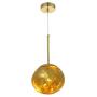 RUNNUP Modern Pendant Light Creative Single Light 12'' Hanging Lamp with Melt Glass Shade in Gold for Dining Rooms,Living Room