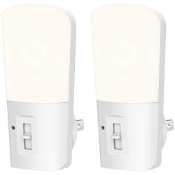 LOHAS Dimmable Night Light, Plug in LED Night Light Dusk to Dawn Light, Daylight 5000k from 5lm to 80lm Brightness Adjustable Bright Mini Wall Night Light for Kids Baby Bedroom Stairway Nursery 2 Pack