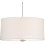 Kira Home Pearl 18'' Modern 3-Light Large Drum Pendant Chandelier, White Textured Shade + Glass Diffuser, Adjustable Height, LED Compatible, Brushed Nickel Finish