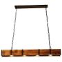 LITFAD Industrial Vintage Linear Island Pendant Light Loft Style Wood and Metal 4 Lights Kitchen Island Lights Ceiling Hanging Light for Dining Room Restaurant Coffee Shop Bar - Brown