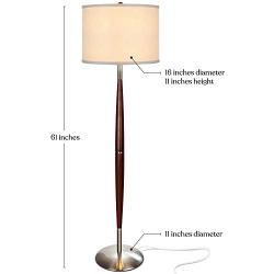 Brightech Lucas - Mid Century Modern Floor Lamp for Bedroom Reading - Brighten Living Room Corners with A Free Standing Light - Tall Office Lighting with Drum Shade & Handsome Wood Finish
