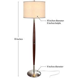 Brightech Lucas - Mid Century Modern Floor Lamp for Bedroom Reading - Brighten Living Room Corners with A Free Standing Light - Tall Office Lighting with Drum Shade & Handsome Wood Finish