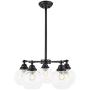 Large Chandeliers Contemporary 5-Light Modern Clear Glass Shades Pendant Lighting Black Dining Room Adjustable Lampholder Lighting Fixtures Hanging Height Adjustable Ceiling Lights (5-Light)