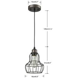 YOBO Lighting Minimalist 1-Light Oil Rubbed Bronze Hanging Pendant Light LOFT Wire Cage Guard