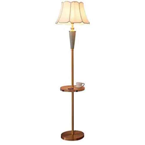 LED Ceramics Floor Lamp with Wireless Charging USB Tray Table Copper Lamp body & Base Standing Lamp for Bedroom Living Room Office Standing Lamp (Color : B, Size : 59''H)