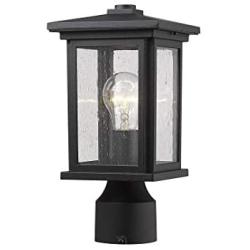 Bestshared Outdoor Post Light Fixture, Exterior Post Lighting, Outdoor Pillar Light, Porch Post Lantern, Black Finish