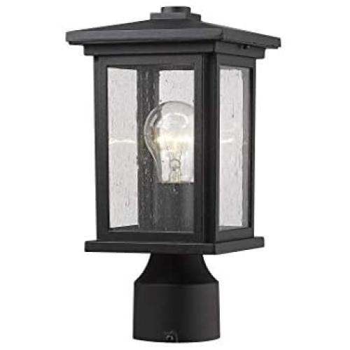 Bestshared Outdoor Post Light Fixture, Exterior Post Lighting, Outdoor Pillar Light, Porch Post Lantern, Black Finish