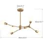 Modo Lighting 6 Lights Sputnik Chandelier Gold Metal Semi Flush Mount Ceiling Light Fixtures Mid Century Modern Ceiling Pendant Light for Kitchen Living Room (Gold-6-lights)