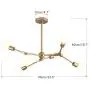 Modo Lighting 6 Lights Sputnik Chandelier Gold Metal Semi Flush Mount Ceiling Light Fixtures Mid Century Modern Ceiling Pendant Light for Kitchen Living Room (Gold-6-lights)