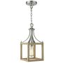 Zeyu 1-Light Pendant Light, Modern Hanging Ceiling Light for Kitchen Dining Room, Wood Grain and Satin Nickel Finish, ZJF12 M1L WD+SN