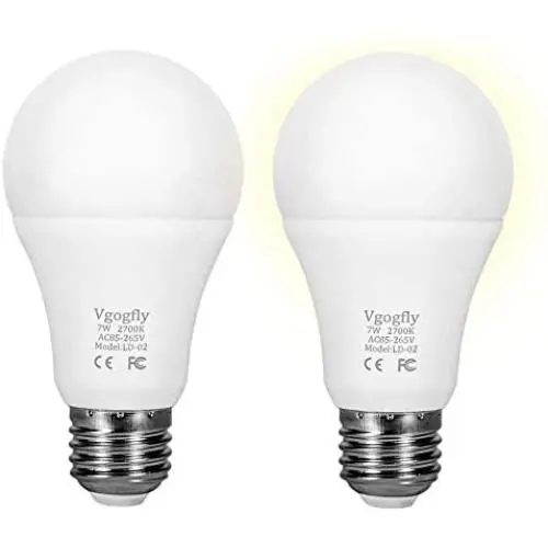 Sensor Lights Bulb Dusk to Dawn LED Light Bulbs Smart Lighting Lamp 7W E26/E27 Automatic On/Off, Indoor/Outdoor Yard Porch Patio Garage Garden (Warm White, 2 Pack)