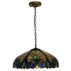 LITFAD LED Pendant Lighting 4 Light Dome Pendant Light Tiffany Victorian Stained Glass Drop Light Ceiling Hanging Light for Restaurant Living Room Bedroom Hotel - Yellow