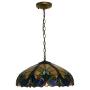 LITFAD LED Pendant Lighting 4 Light Dome Pendant Light Tiffany Victorian Stained Glass Drop Light Ceiling Hanging Light for Restaurant Living Room Bedroom Hotel - Yellow