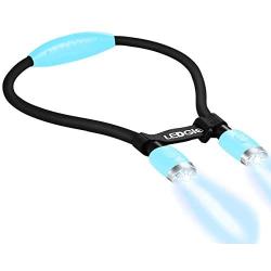 LEDGLE Updated LED Book Light Rechargeable Hug Light Reading Lamp Hands Free Flexible Arm 4 Super Bright LED Bulbs 4-Level Light Control USB Cable Included for Reading in Bed Or in Car (Upgrade Blue)