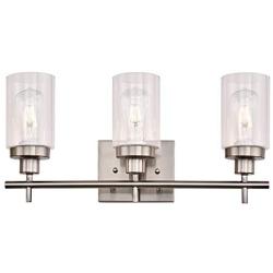 LIGOTFIRE 3-Light Vanity Light Fixture, Brushed Nickel Wall Sconce Lighting with Glass Shades Bathroom Vanity Lamp Wall Mounted for Dining Room Bedroom