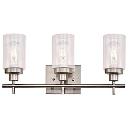 LIGOTFIRE 3-Light Vanity Light Fixture, Brushed Nickel Wall Sconce Lighting with Glass Shades Bathroom Vanity Lamp Wall Mounted for Dining Room Bedroom