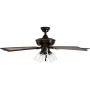 Prominence Home 40278-01 Glenmont Rustic Ceiling Fan with Barnwood Blades, LED Edison Bulbs, 3 Seeded Glass Fixtures, 52 Inches, 5 Blade, Oil-Rubbed Bronze