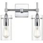 Effimero Chrome Bathroom Vanity 2 Light Fixture - Modern Over Mirror Lighting with Clear Glass Shades