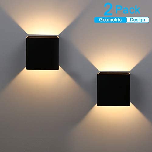 Ralbay LED Modern Black Indoor Wall Sconce 2-Pack 10W Modern LED Aluminum Wall Mounted Light Fixture Lamps Up and Down Wall Sconce for Indoor Living Room Bedroom Hallway (Warm White Light, 3000K)