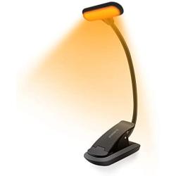 Book Light Blue Light Blocking, KOENETK Amber Clip Reading Light. 1600K Warm LED for Kid Reading in Bed. Portable Reading Lamp USB Rechargeable, 3 Dimmable Soft Clip Book Light Led Good for Reader