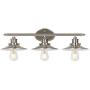 3-Light Retro Vanity Light, Brushed Nickel Bathroom Light Fixtures with Metal Shades for Dresser&Mirror Cabinets, LED Edison Bulbs Included, Farmhouse Wall Sconce Lighting for Bedroom, Powder Room