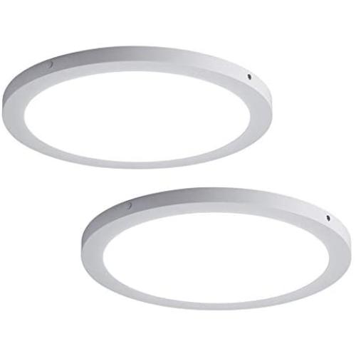 FINXIN LED Flush Mount Ceiling Light, 12W/18W Cool White 6000K Milk White Round Lighting Fixture for Closets, Kitchens, Stairwells, Basements, Bedrooms, Washrooms (2 Pack) (18W)