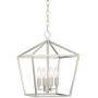 Queluz Brushed Nickel Cage Foyer Pendant Chandelier 13'' Wide Geometric Frame 4-Light Fixture for Dining Room House Foyer Kitchen Island Entryway Bedroom Living Room - Franklin Iron Works