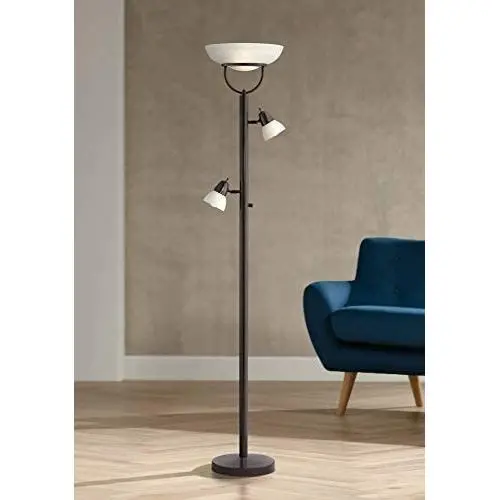 Modern Torchiere Floor Lamp 3-in-1 Design Tiger Bronze White Glass Shades for Living Room Reading Bedroom Office - 360 Lighting Modern Torchiere Floor Lamp 3-in-1 Design Tiger Bronze White Glass Shades for Living Room Reading Bedroom Office - 360 Lighting
