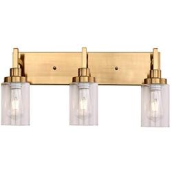 SIVILYNUS Brushed Brass Vanity Lights Industrail Bathroom 3 Lights Fixtures Sconces Wall Lighting for Hallway Bedroom Kitchen Living Room