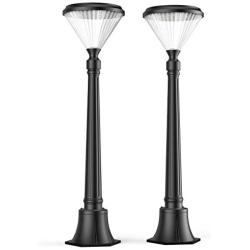 ENGREPO Solar Post Lights Outdoor, 40 Inches Solar Powered Street Lights for Lawn, Pathway, Driveway, Front/Back Door, Pack of 2