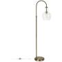 Henn&Hart Arc Brass Floor Lamp with Clear Glass Shade for Living Room / Office / Bedside, Gold