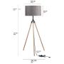 Modernuci Wood Tripod Floor Lamp - LED Mid Century Modern Tripod Lamp for Farmhouse, Office, Living Room Bedroom - 57 Tall Standing Reading Lamp, Edison Style Bulbs Included