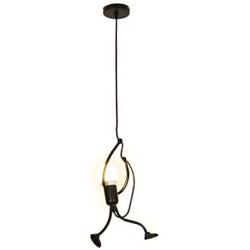 SOUTHPO Pendant Lighting Black Modern Creative Little People Mini Adjustable Hanging Lights for Bedroom Decor Iron Cartoon Doll Chandeliers for Dining Rooms 1×E26 MAX40W Baking Paint Finish (S)