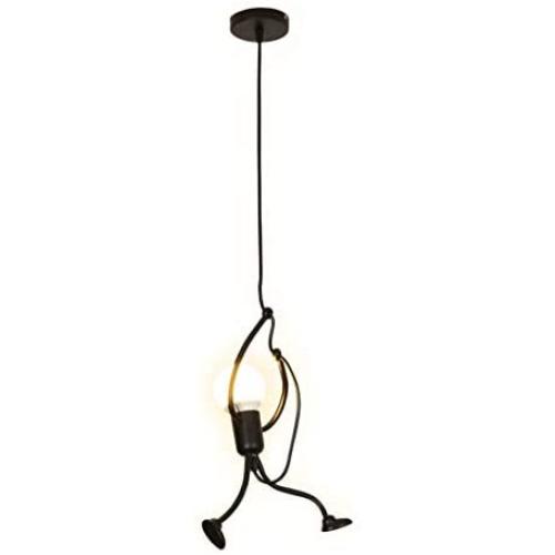 SOUTHPO Pendant Lighting Black Modern Creative Little People Mini Adjustable Hanging Lights for Bedroom Decor Iron Cartoon Doll Chandeliers for Dining Rooms 1×E26 MAX40W Baking Paint Finish (S)